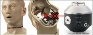 Figure 1. 44AA/AB mouth simulator CAN´T fit inside a GRAS 45BC KEMAR´s head.